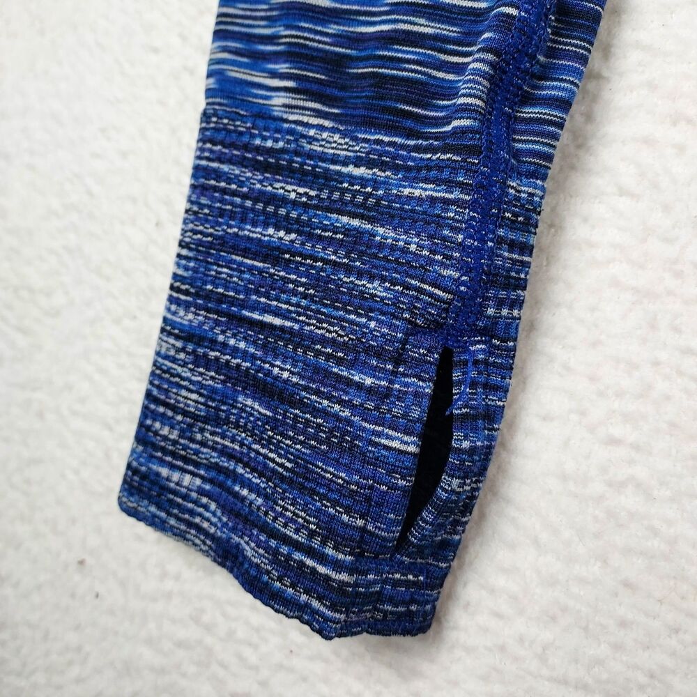 Athleta Women's Medium Blue Space Dye Workout Running Shirt Ruched Sides - Picture 5 of 9